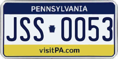 PA license plate JSS0053