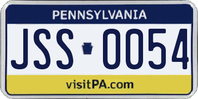 PA license plate JSS0054