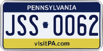 PA license plate JSS0062