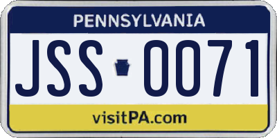 PA license plate JSS0071