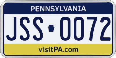 PA license plate JSS0072