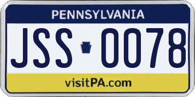 PA license plate JSS0078