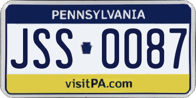 PA license plate JSS0087