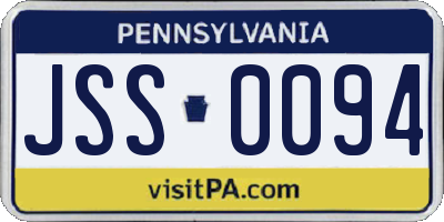 PA license plate JSS0094