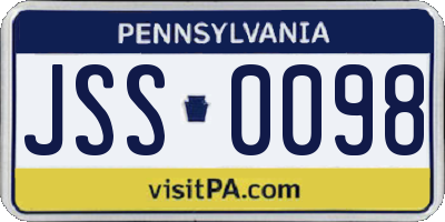 PA license plate JSS0098