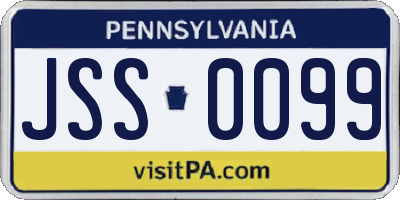 PA license plate JSS0099