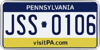 PA license plate JSS0106