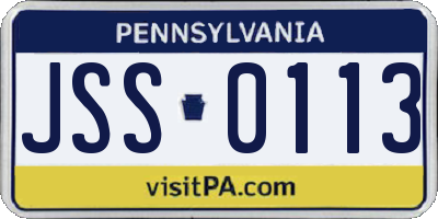 PA license plate JSS0113