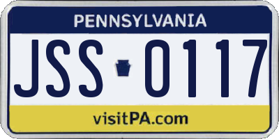 PA license plate JSS0117