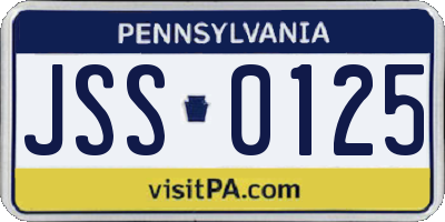 PA license plate JSS0125