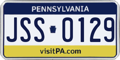 PA license plate JSS0129