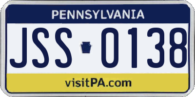 PA license plate JSS0138