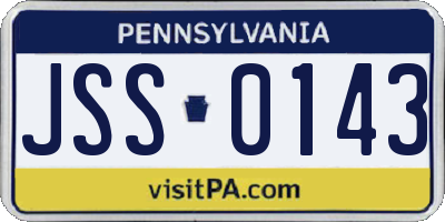 PA license plate JSS0143