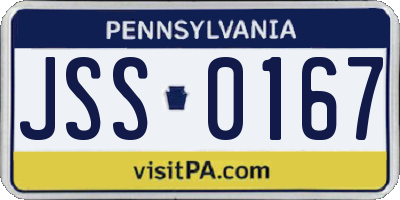 PA license plate JSS0167