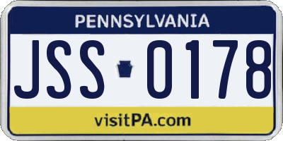 PA license plate JSS0178