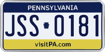 PA license plate JSS0181