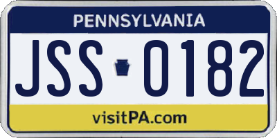 PA license plate JSS0182