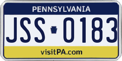 PA license plate JSS0183
