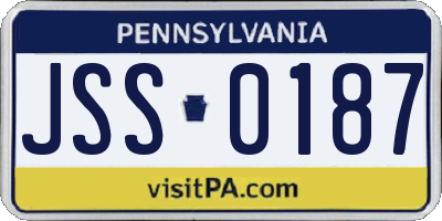 PA license plate JSS0187