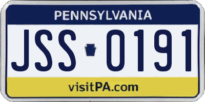 PA license plate JSS0191