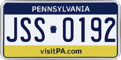 PA license plate JSS0192