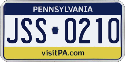 PA license plate JSS0210