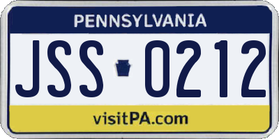 PA license plate JSS0212