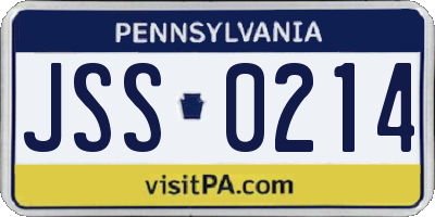 PA license plate JSS0214