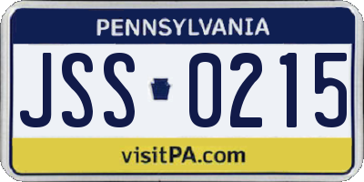 PA license plate JSS0215