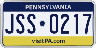 PA license plate JSS0217