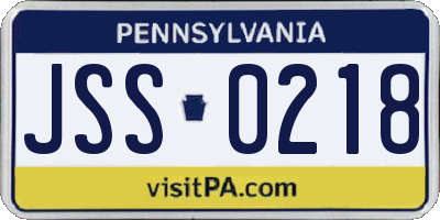 PA license plate JSS0218