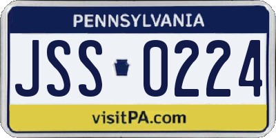 PA license plate JSS0224