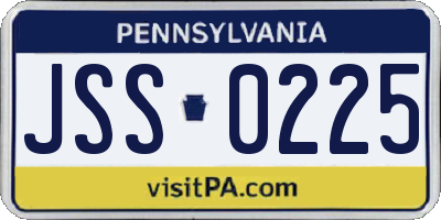 PA license plate JSS0225