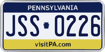 PA license plate JSS0226