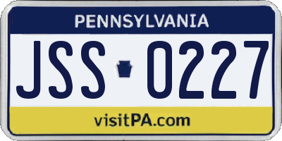 PA license plate JSS0227