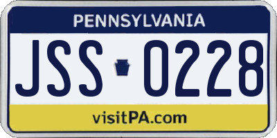 PA license plate JSS0228