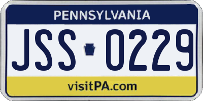 PA license plate JSS0229