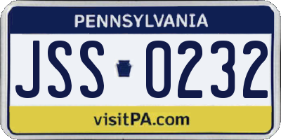 PA license plate JSS0232