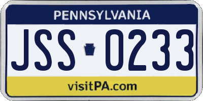 PA license plate JSS0233
