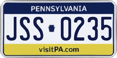 PA license plate JSS0235