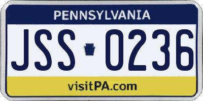 PA license plate JSS0236