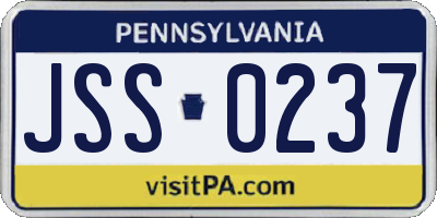 PA license plate JSS0237