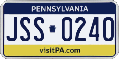 PA license plate JSS0240