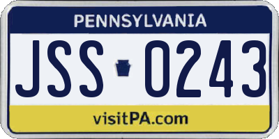 PA license plate JSS0243