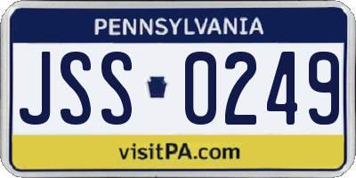 PA license plate JSS0249