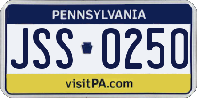 PA license plate JSS0250