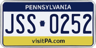 PA license plate JSS0252