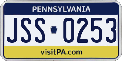 PA license plate JSS0253