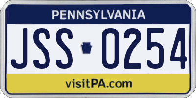 PA license plate JSS0254