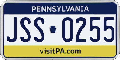 PA license plate JSS0255